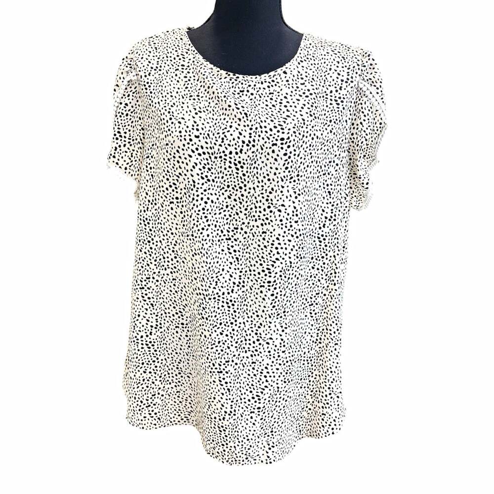 SHEIN Women’s White/Black Animal Print Woven Polyester Pullover Blouse XL